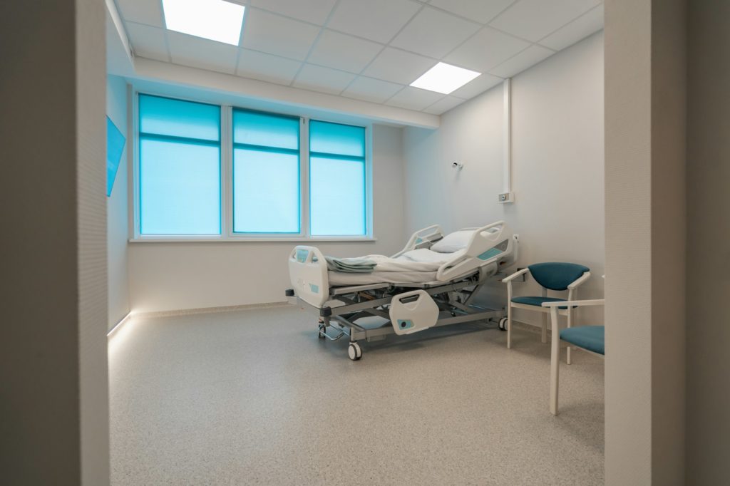 inpatient ward with automatic bed in modern medical equipment hospital clinic